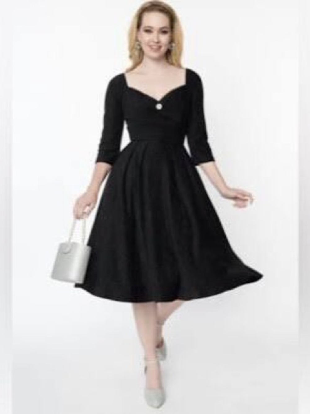 NWOT Unique Vintage Black Velvet Lamar Dress Size 14